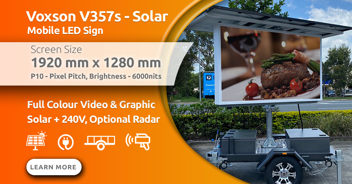 Voxson V357s Mobile Trailer Solar LED Sign
