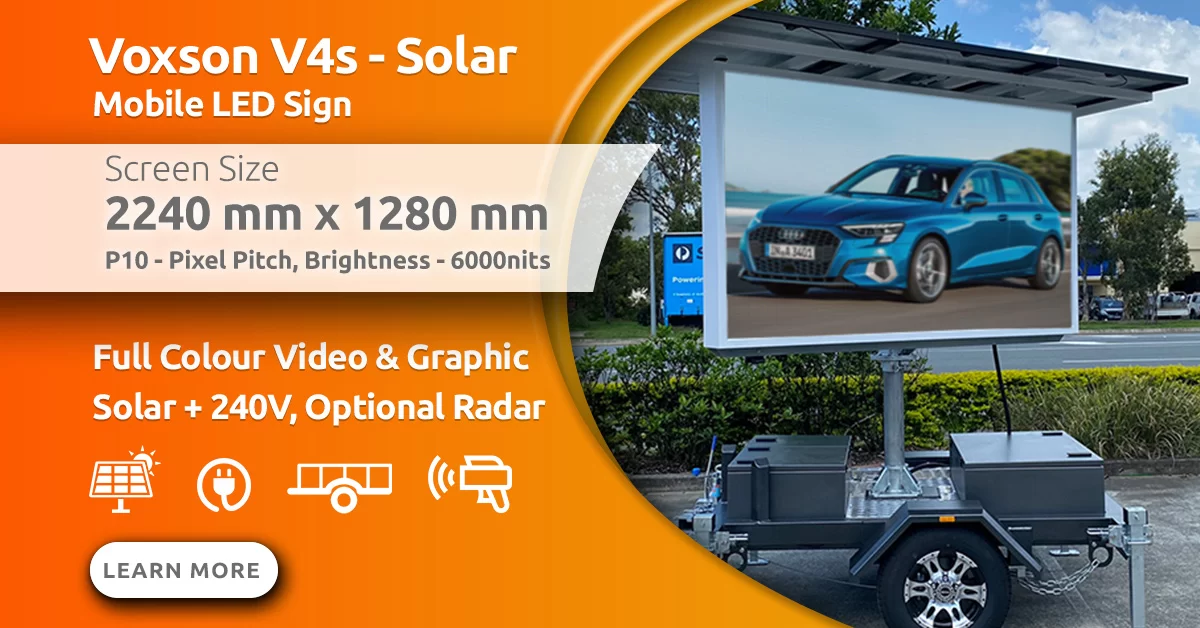 Voxson V4s Mobile Trailer Solar LED Sign