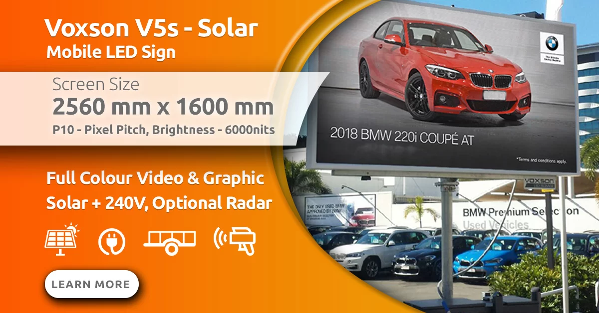 Voxson V5s Mobile Trailer Solar LED Sign