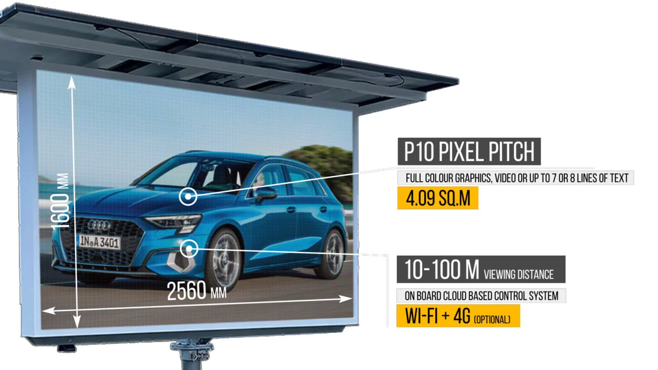 Full-colour graphics, video, or up to 7 or 8 lines of text on a single screen, can be displayed perfectly on this P10 pixel pitch screen.