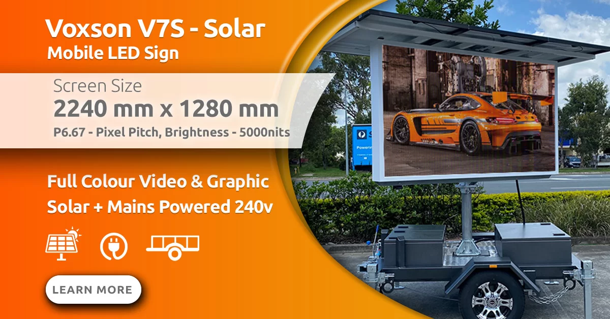 Voxson V7s Mobile Trailer Solar LED Sign