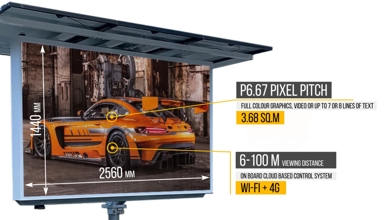 Full-colour graphics, video, or up to 7 or 8 lines of text on a single screen, can be displayed perfectly on this P10 pixel pitch screen.